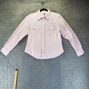 Rockies Top Womens Large Pink Plaid Button Up Long Sleeve Western Shirt